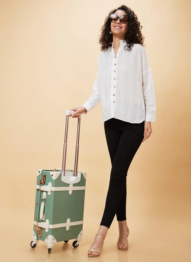 جلو باص بلوزة نسائية مخططة بياقة عالية